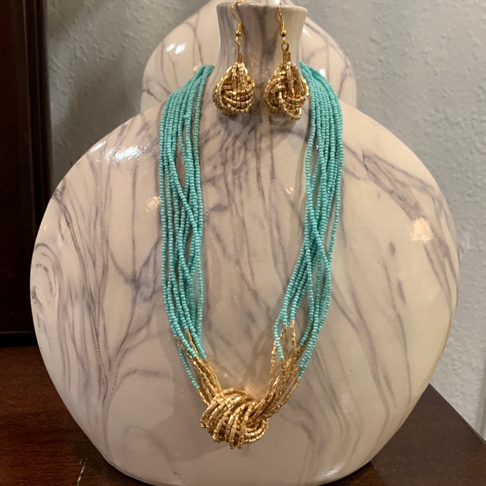 Seed Bead Necklace & Earrings- Handmade